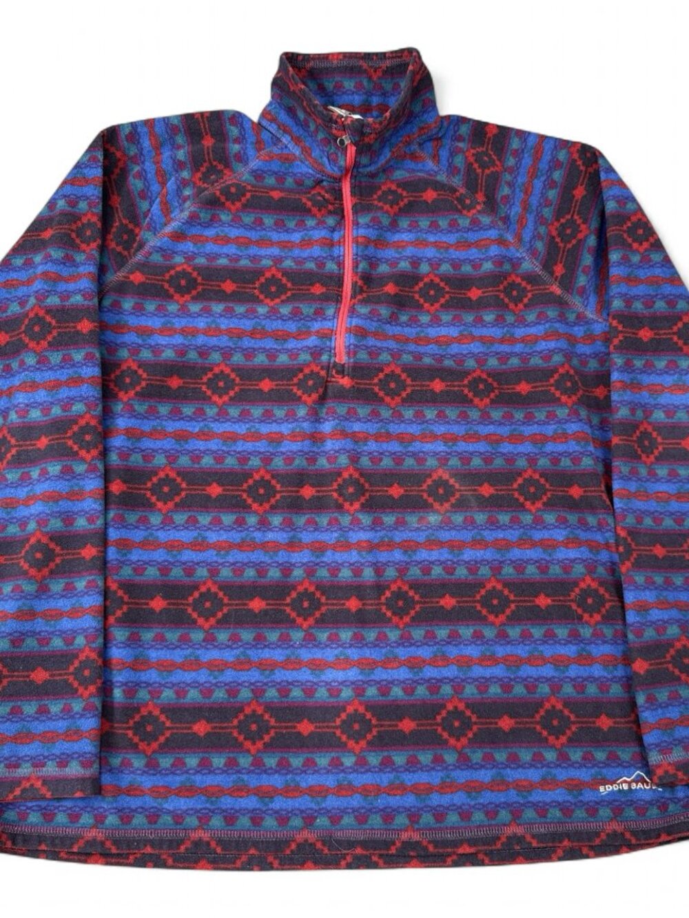 Eddie Bauer Aztec Fleece Pullover Women's XL 1/4 Zip Mock Neck Multicolor